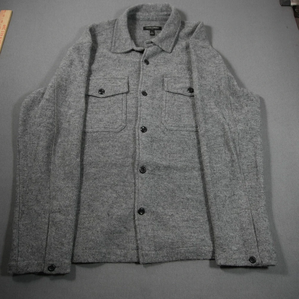 Banana Republic Boucle Wool Rayon Men Shirt Jacket L Overshirt Lightweight Cabin